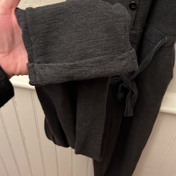 sleeveless, cross-back jumpsuit, straight cuffed leg, button up w/front tie - Picture 3 of 4